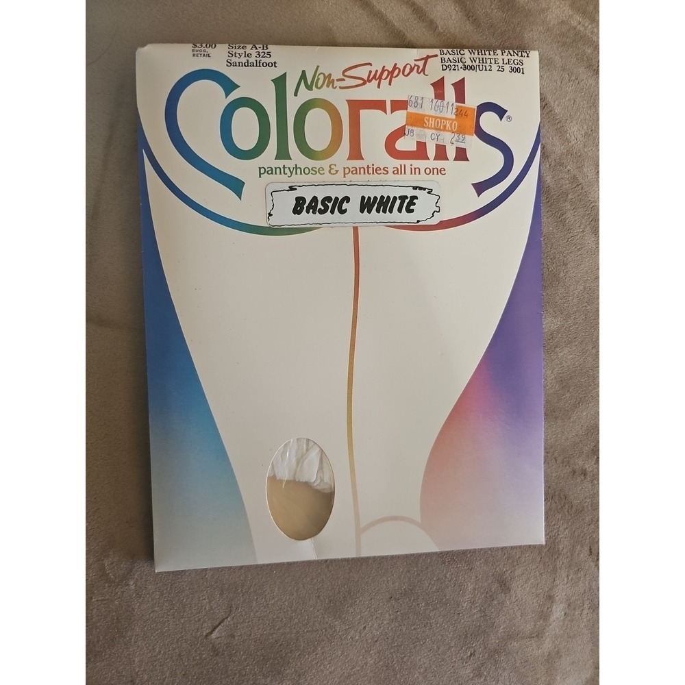 Vintage Hanes Coloralls Basic White Pantyhose‎ Sandalfoot Control Top Size A-B